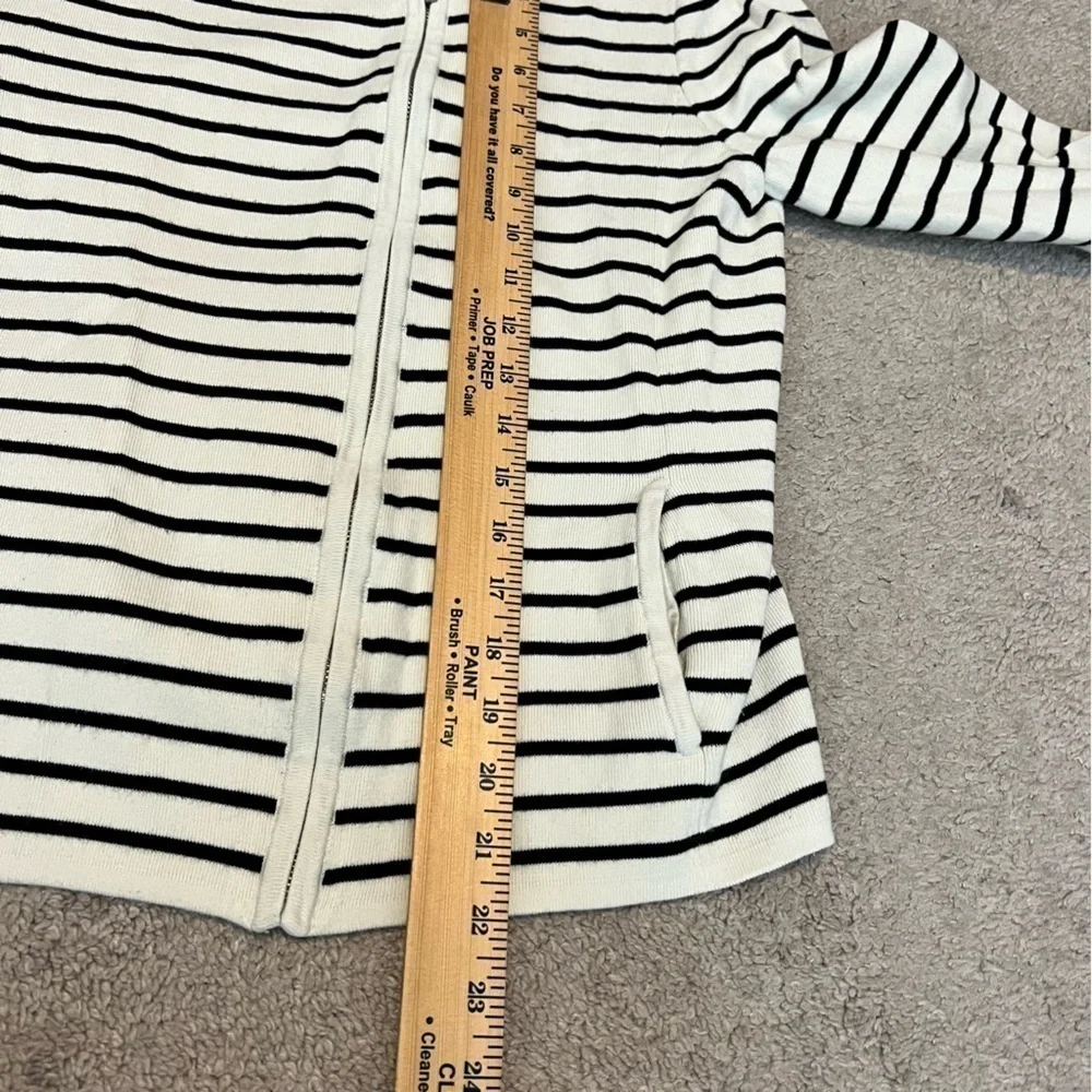 Talbots cream and black stripe full zip up cardigan womens size medium petite - Picture 7 of 7